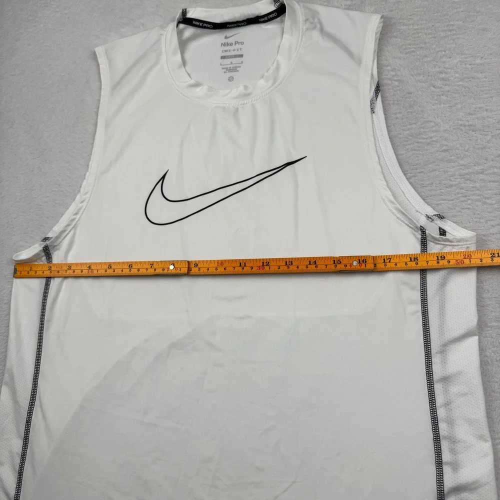 Nike Pro Dri-FIT Tank Top Mens Large White Slim Fit Sleeveless DD1977-100